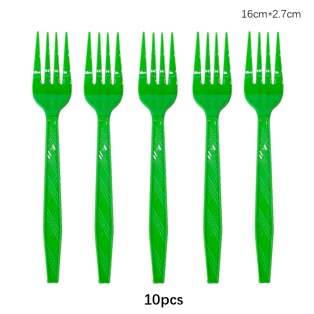 Disposable Knife Fork Spoon Cutlery Set Pink Blue Disposable Tableware Birthday Party Decorations Wedding Baby Shower Supplies