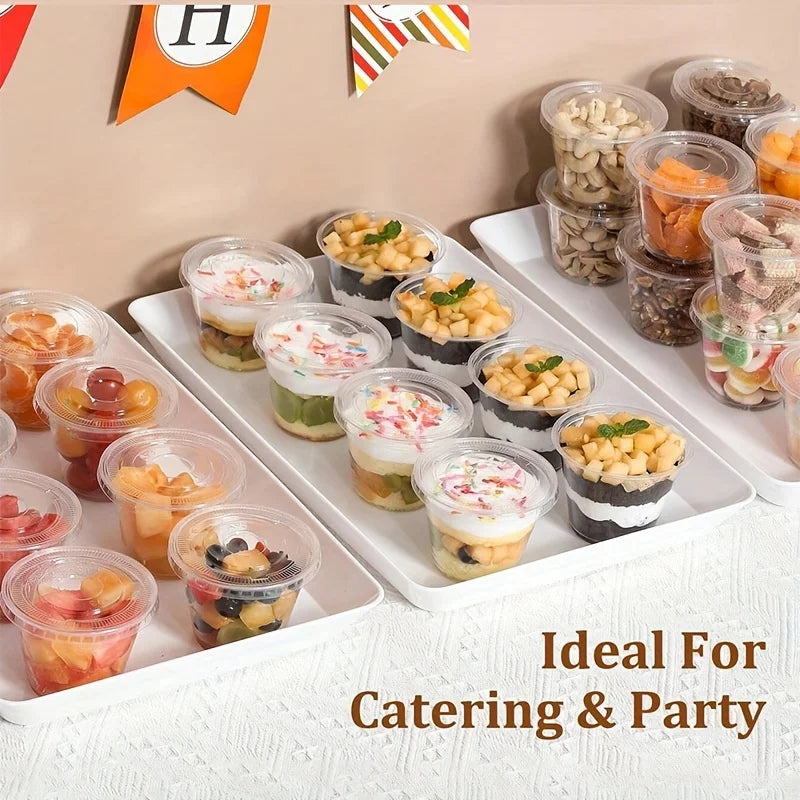 50/100PCS Transparent Plastic Cups (with Lids) Disposable Cups Suitable for Iced Coffee,  for Weddings, Events and Parties