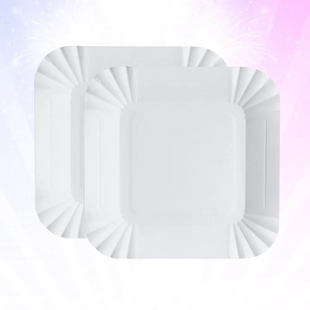 100Pcs Disposable Paper Plates Eco Friendly Square Lightweight Tableware For Dessert Fruits Snacks Buffet Picnic Outdoor Family