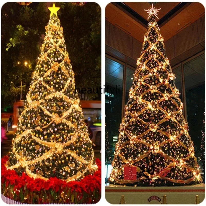 YH Large Christmas tree 6 meters shopping mall hotel reputation 4-8 meters, outdoor windproof steel frame Christmas tree decorat