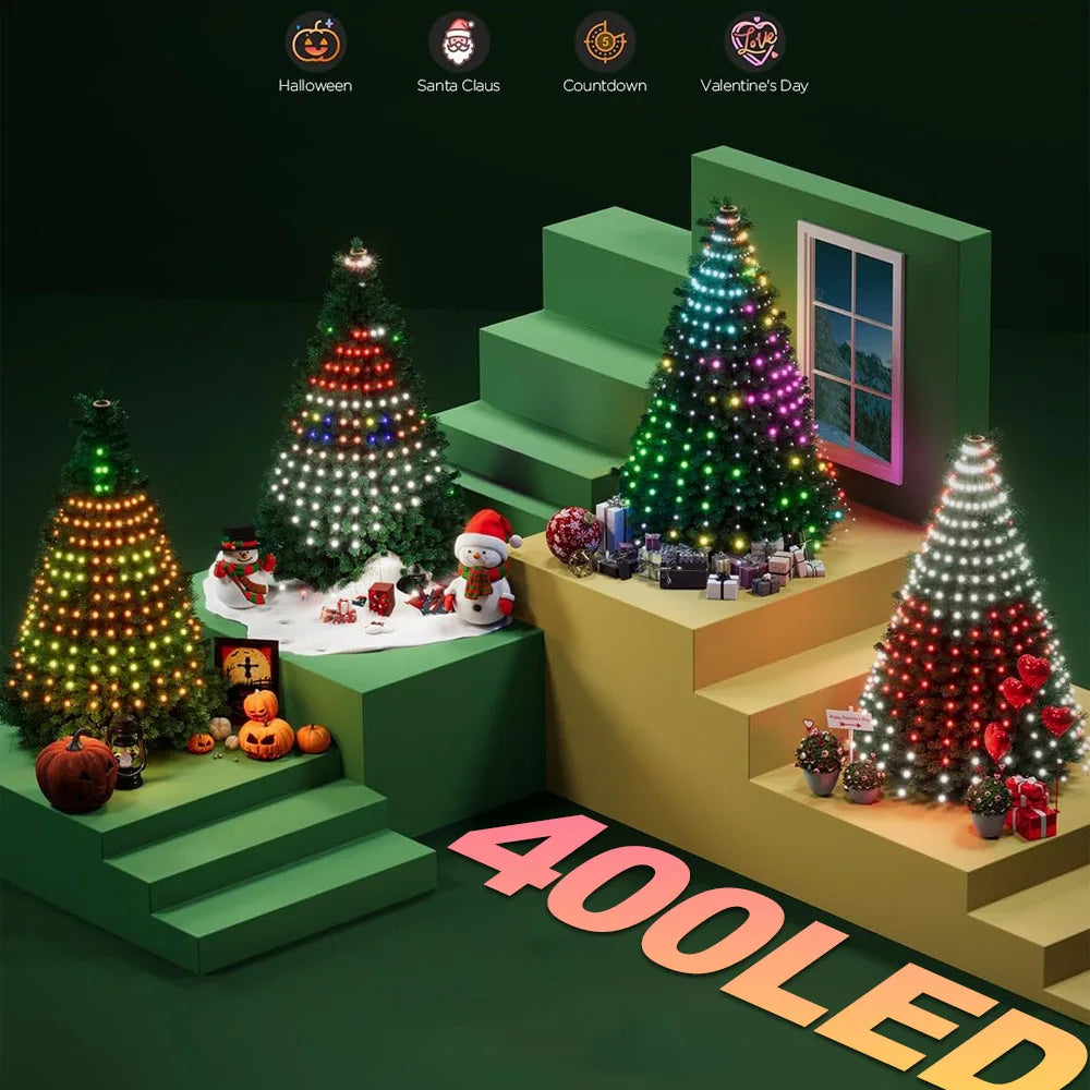 5.9ft Christmas Tree Star Light Smart RGB Christmas Light with Remote Timer Music Sync Bluetooth App Controlled Holiday Lighting