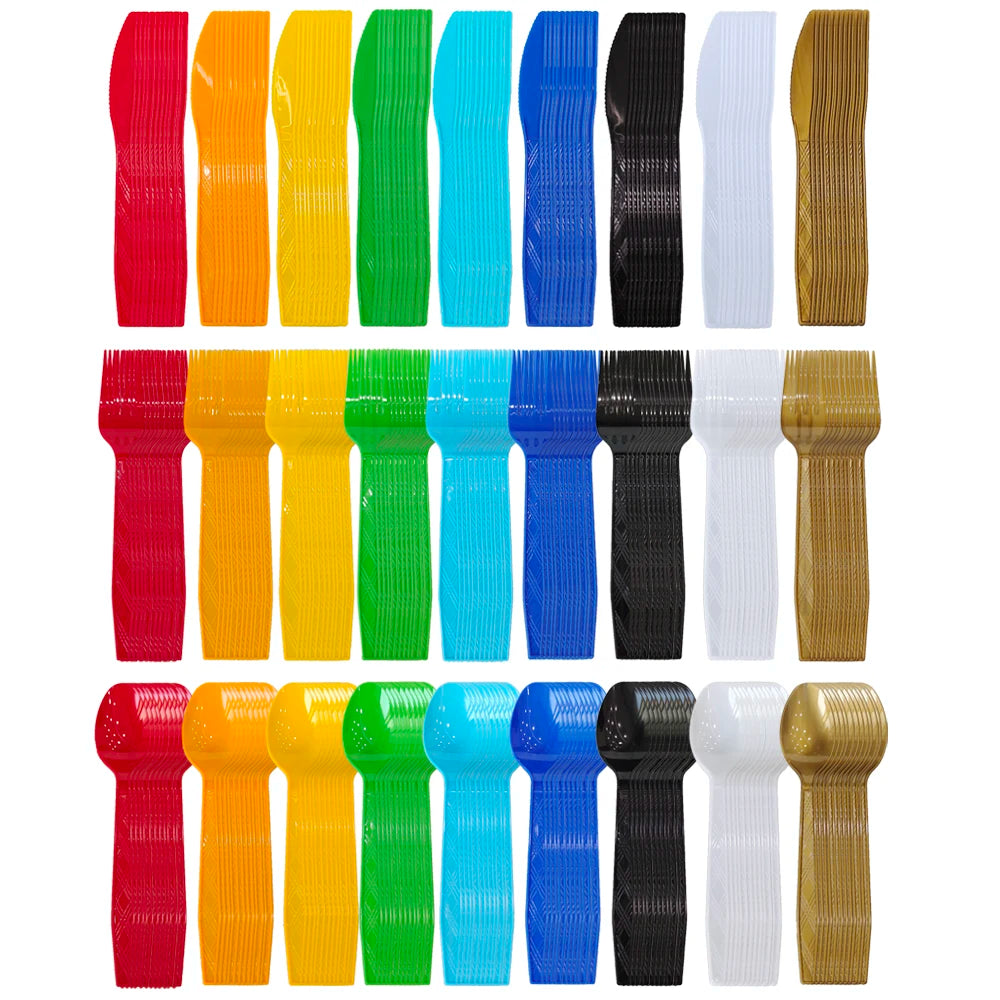 Disposable Knife Fork Spoon Cutlery Set Pink Blue Disposable Tableware Birthday Party Decorations Wedding Baby Shower Supplies