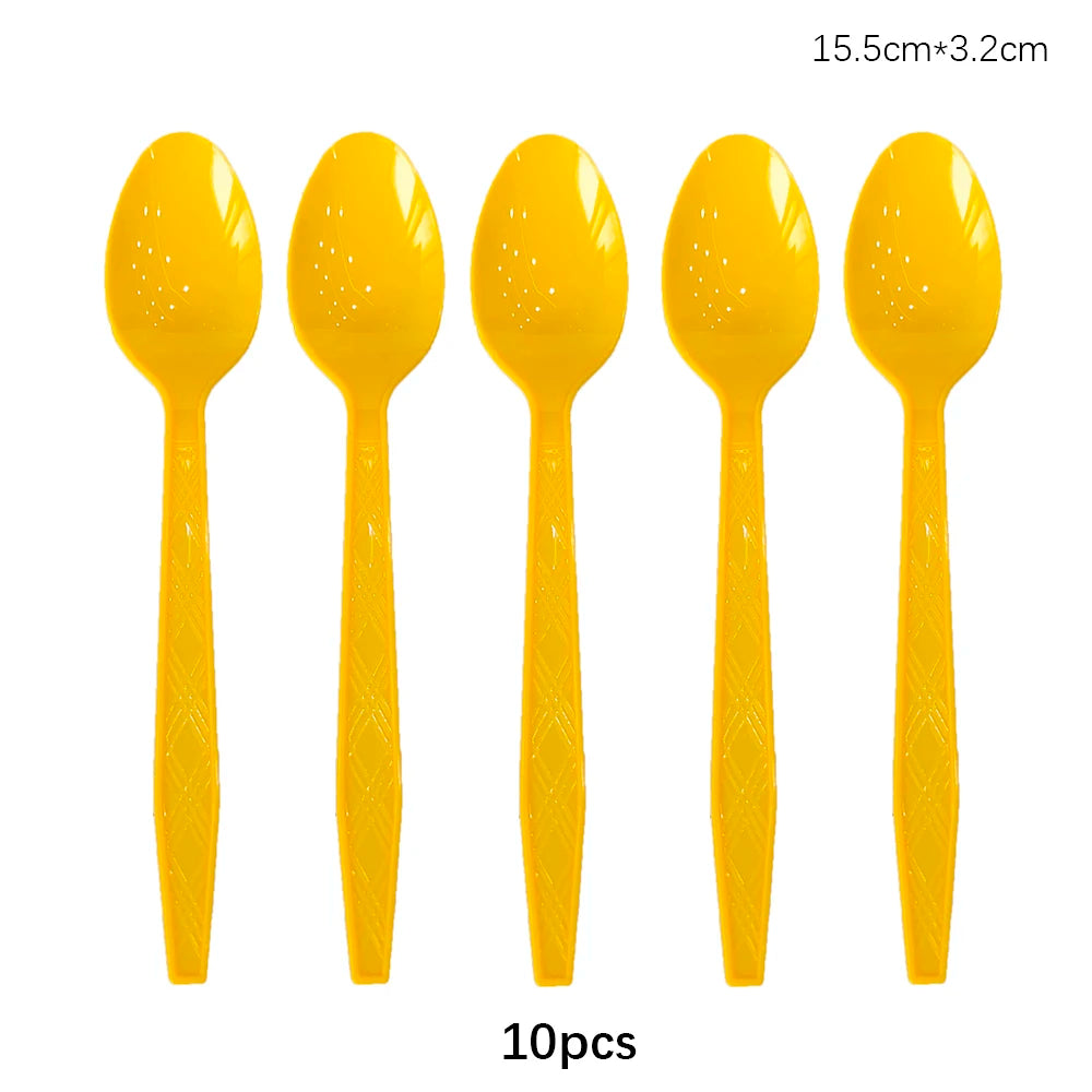 Disposable Knife Fork Spoon Cutlery Set Pink Blue Disposable Tableware Birthday Party Decorations Wedding Baby Shower Supplies