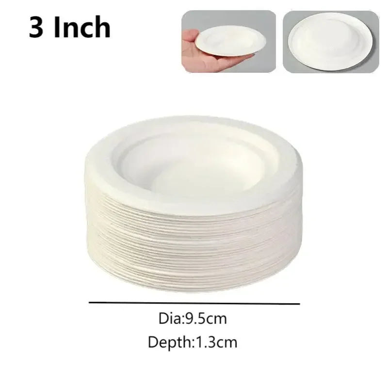 50pcs 3/5/6 Inch Disposable Plates Eco-Friendly Degradable Paper Plate For  Barbecue Picnic Office Birthday Party Supplies