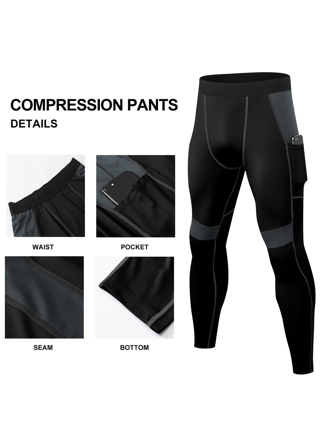 Mens Compression Pants Quick Dry Fit Sportswear Running Tights Men Legging Fitness Training Jogging Pants Sport Gym Leggings