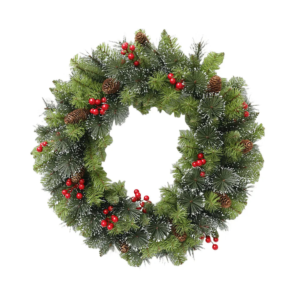 Christmas Berry Wreath Artificial Lighting Holiday Art Wreath Festival Theme Multifunctional Party New Year Decor Props