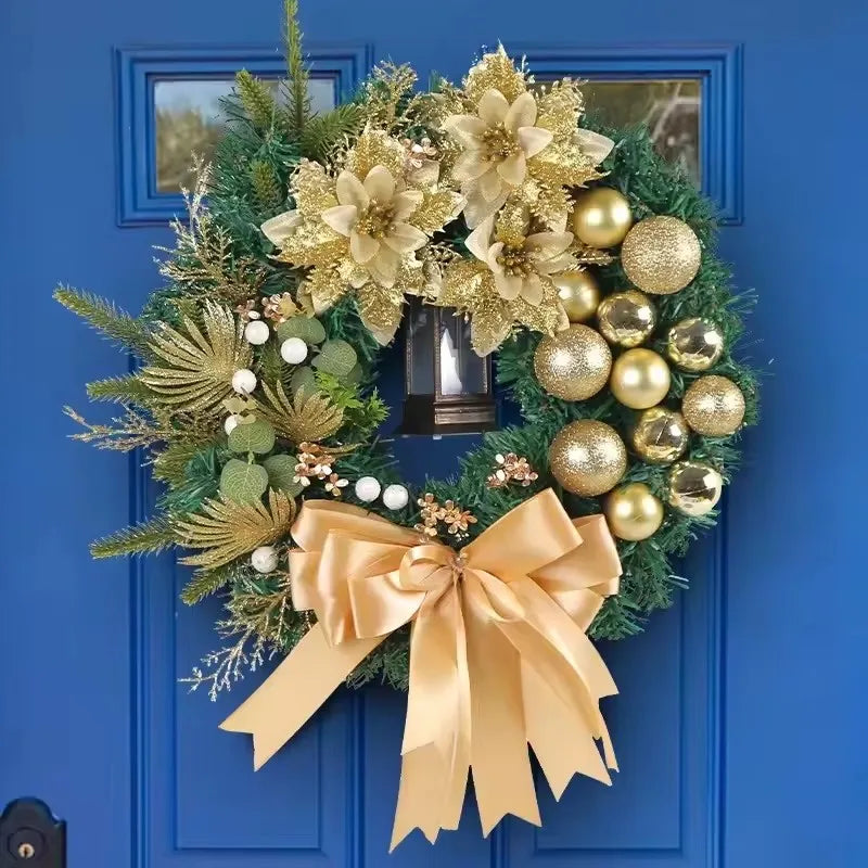 Christmas Wreath for Front Door Red Gold Window Wall Door Decorations 2024 Christmas Garland Ornament Guirnalda Navidad