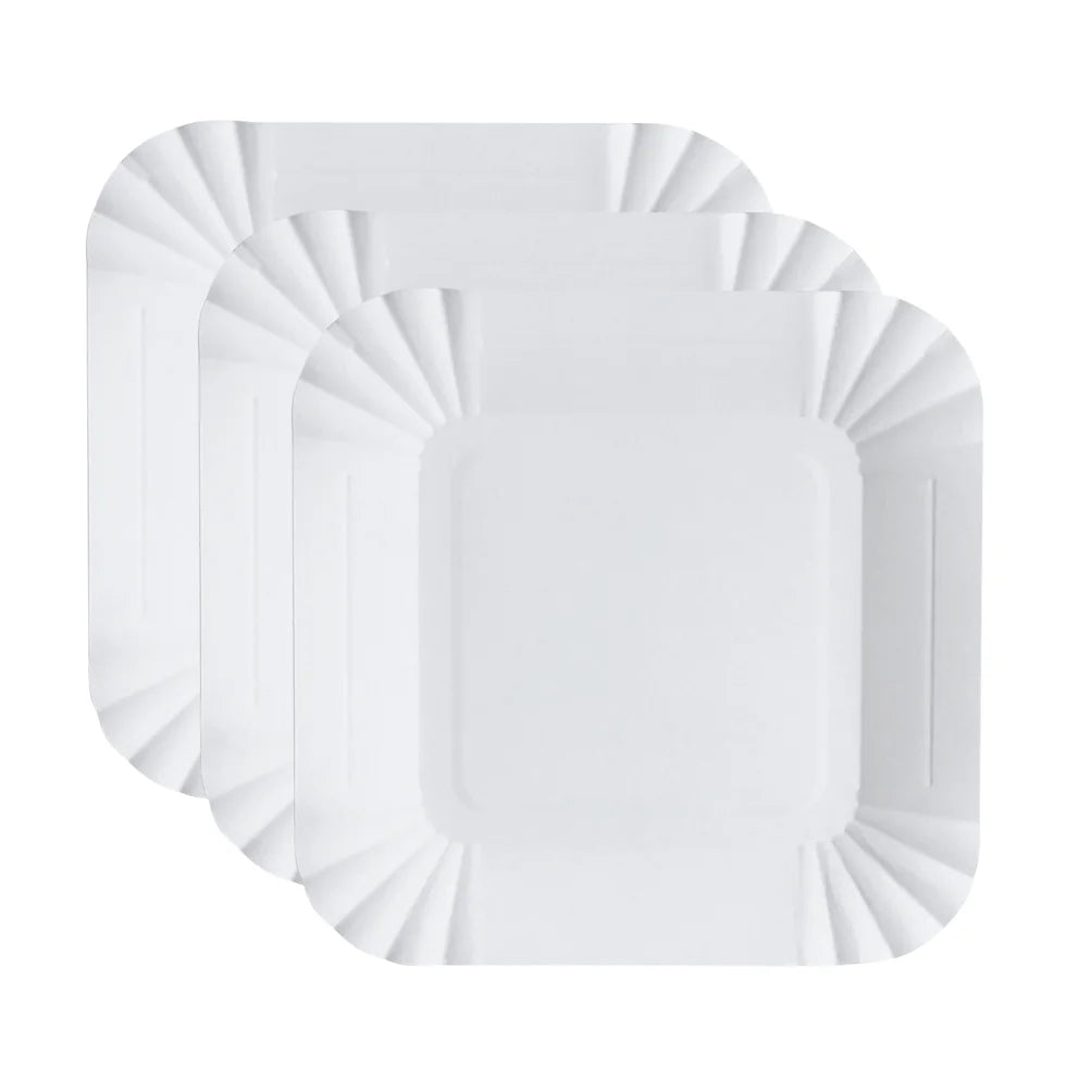 100Pcs Disposable Paper Plates Eco Friendly Square Lightweight Tableware For Dessert Fruits Snacks Buffet Picnic Outdoor Family