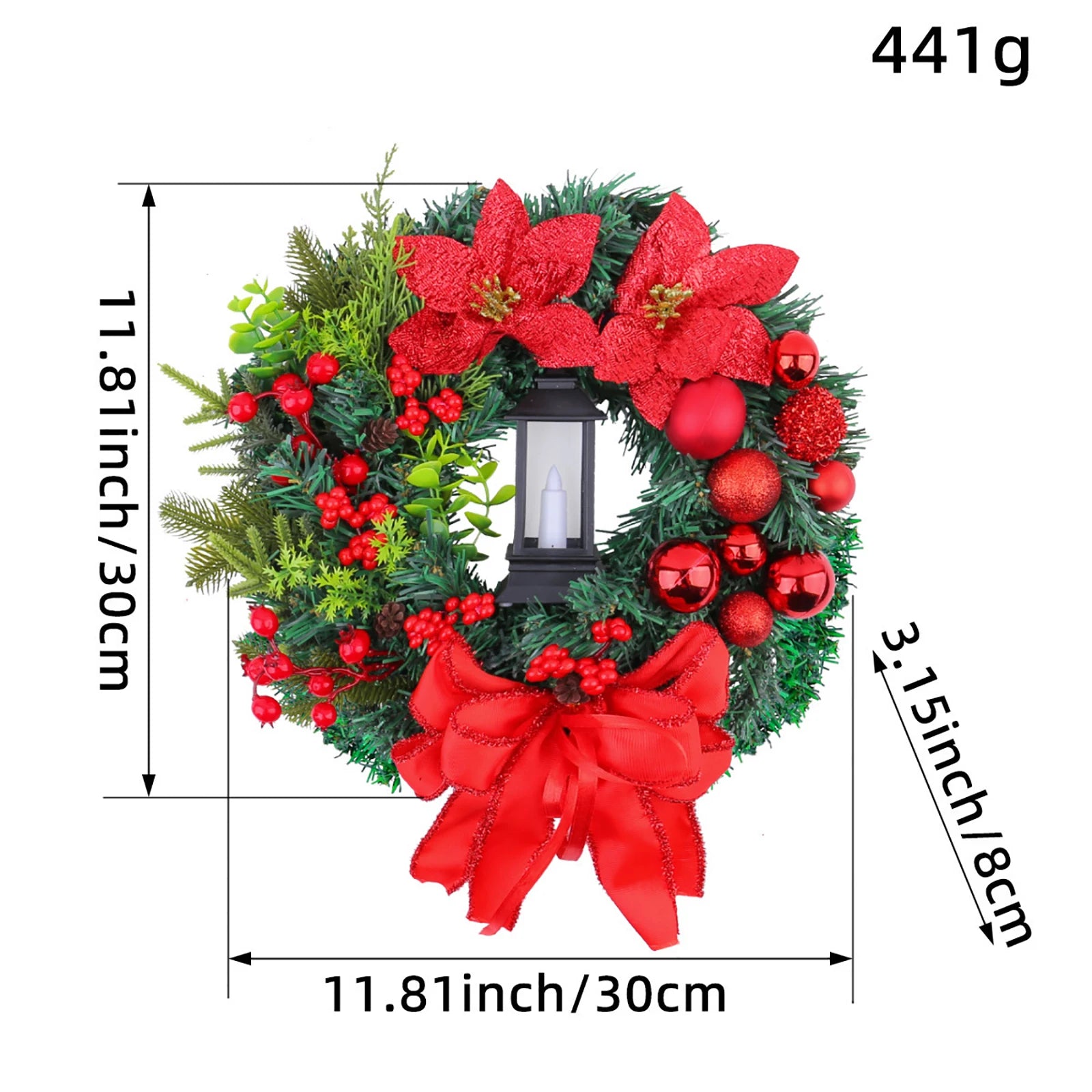 Elegant Red Christmas Wreath Champagne Christmas Wreath Window Door Wall Ornament Decorations Suministros NavideñOs