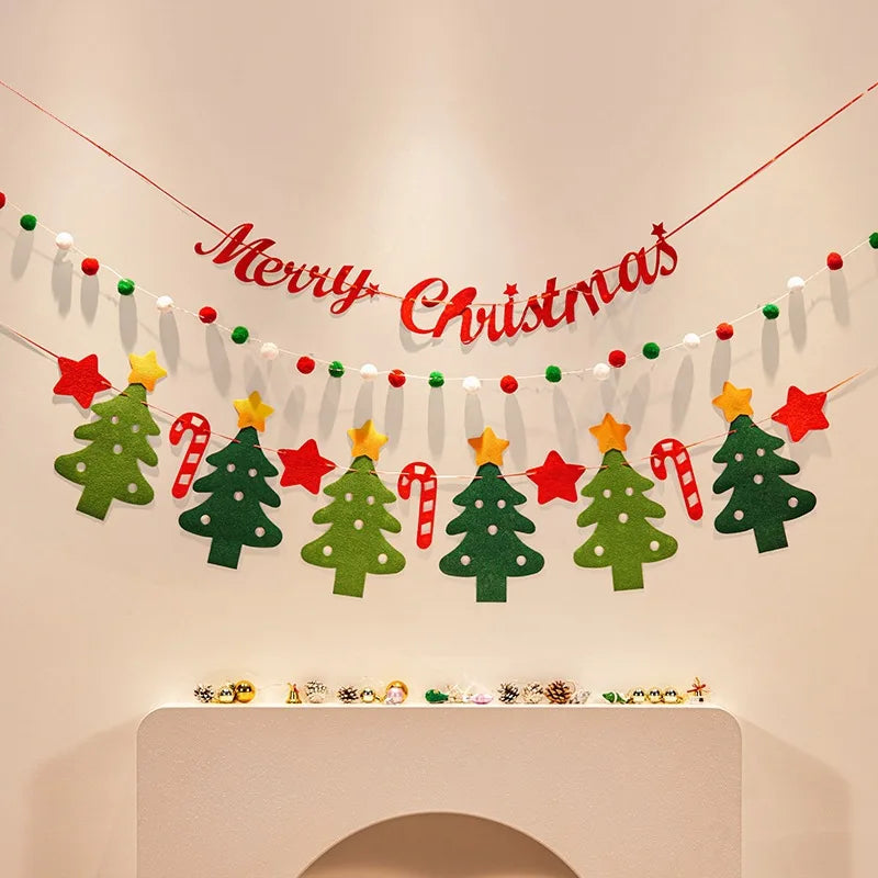 Christmas decorations, tree ornaments, indoor LED lights, pictures, background walls, atmosphere, scenes, decorations and flags.