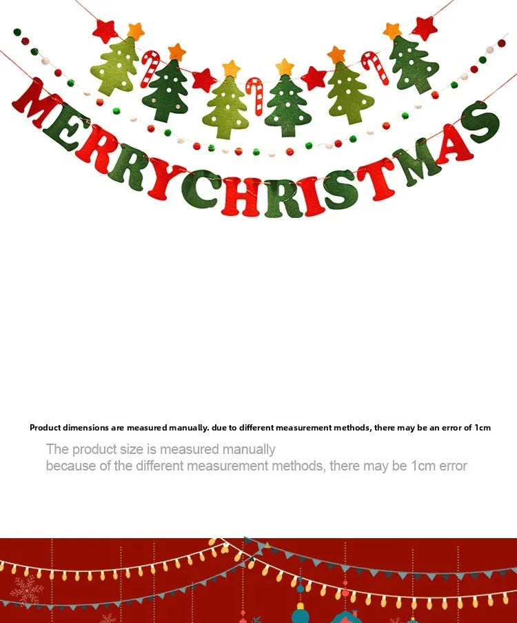 Christmas decorations, tree ornaments, indoor LED lights, pictures, background walls, atmosphere, scenes, decorations and flags.