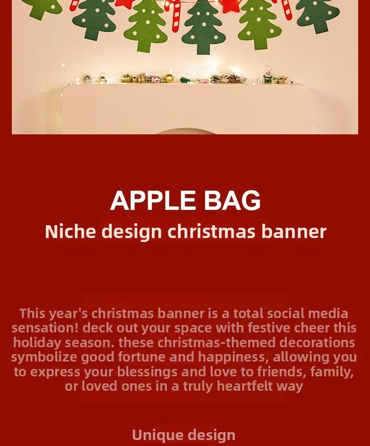 Christmas decorations, tree ornaments, indoor LED lights, pictures, background walls, atmosphere, scenes, decorations and flags.