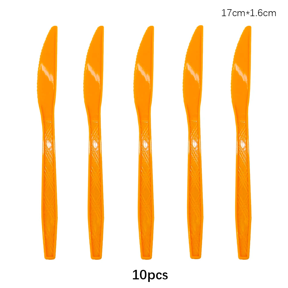 Disposable Knife Fork Spoon Cutlery Set Pink Blue Disposable Tableware Birthday Party Decorations Wedding Baby Shower Supplies