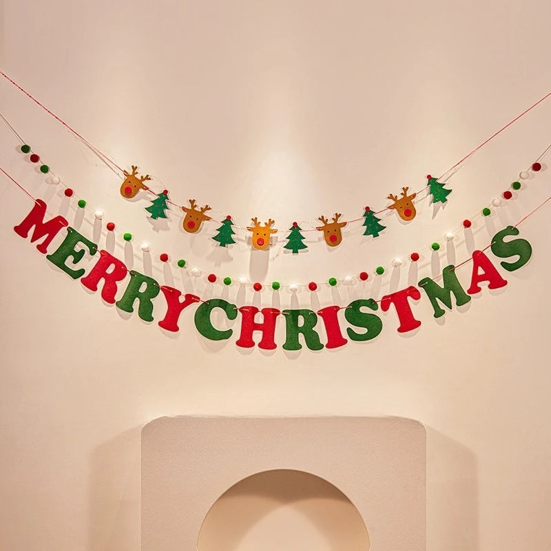 Christmas decorations, tree ornaments, indoor LED lights, pictures, background walls, atmosphere, scenes, decorations and flags.