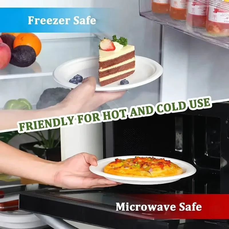 50PCS Circular Paper Plates Are Suitable for Disposable Kitchen Dishes in Restaurants Such As Barbecue Pasta Salad Desserts