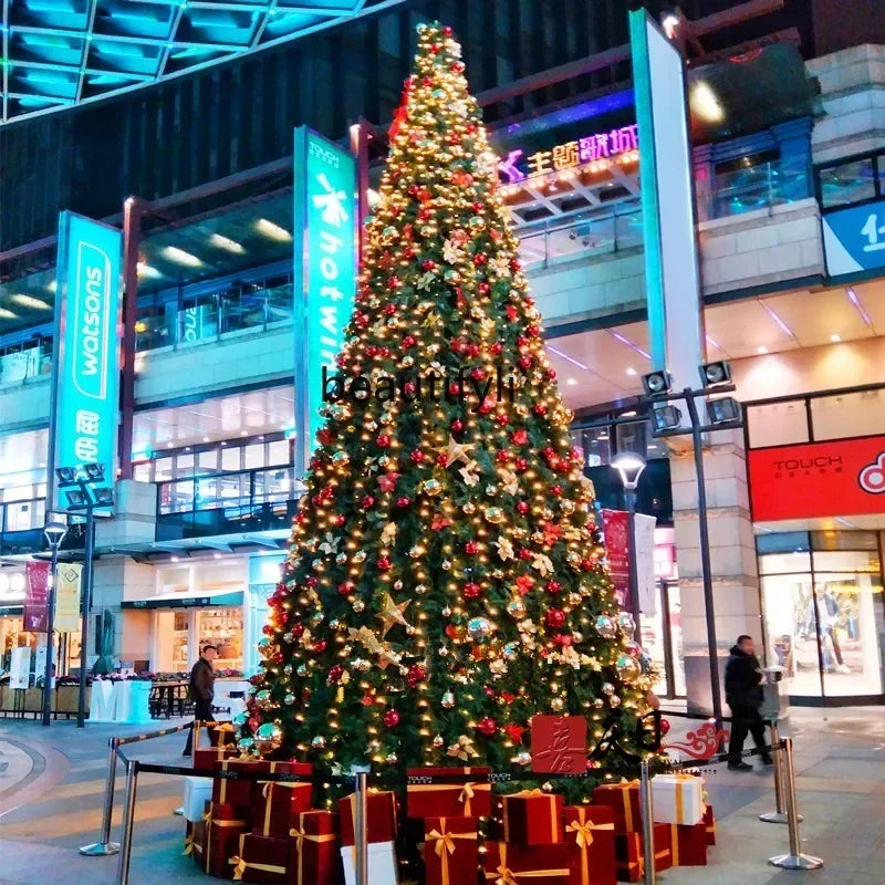 YH Large Christmas tree 6 meters shopping mall hotel reputation 4-8 meters, outdoor windproof steel frame Christmas tree decorat