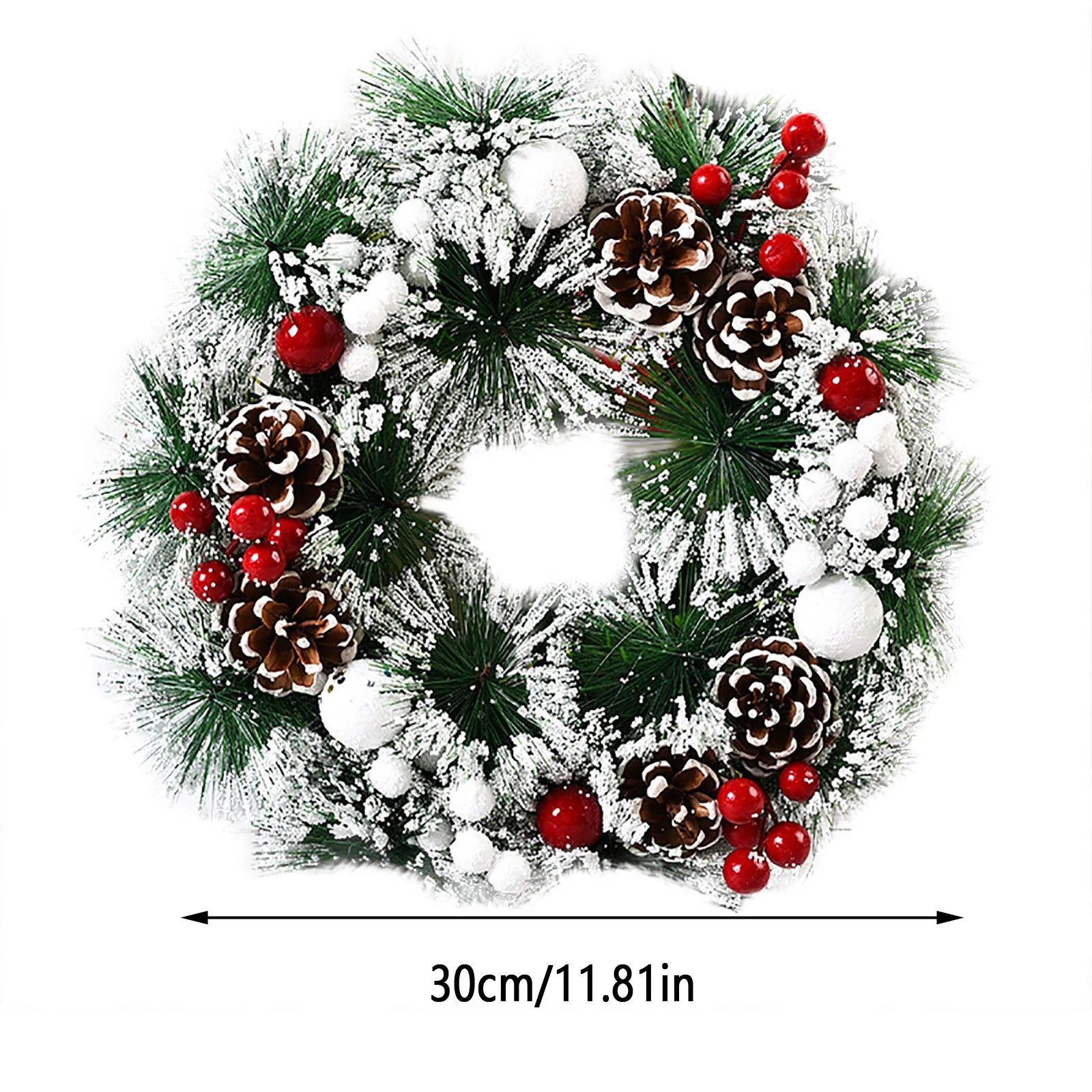 Christmas Wreath With Light Front Door Wreath Wall Decoration Christmas Layout Props Artificial Wreath With Red Berry Garland