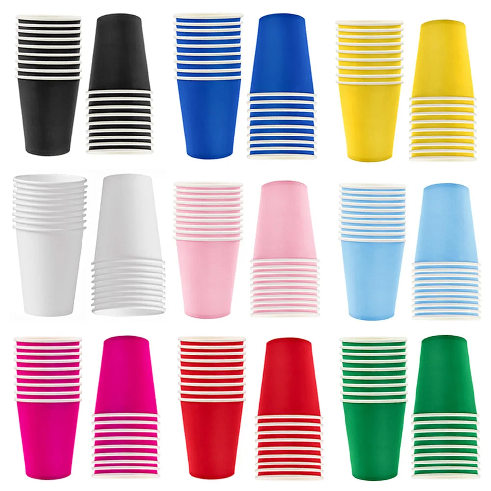Solid Color Themed Disposable Tableware Paper Cups Birthday Parties  Wedding Parties Holiday Parties Colorful Decor Most Popular