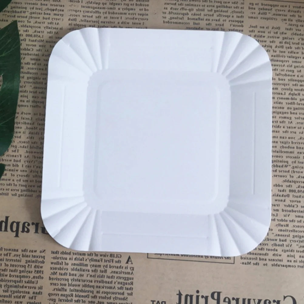 100Pcs Disposable Paper Plates Eco Friendly Square Lightweight Tableware For Dessert Fruits Snacks Buffet Picnic Outdoor Family