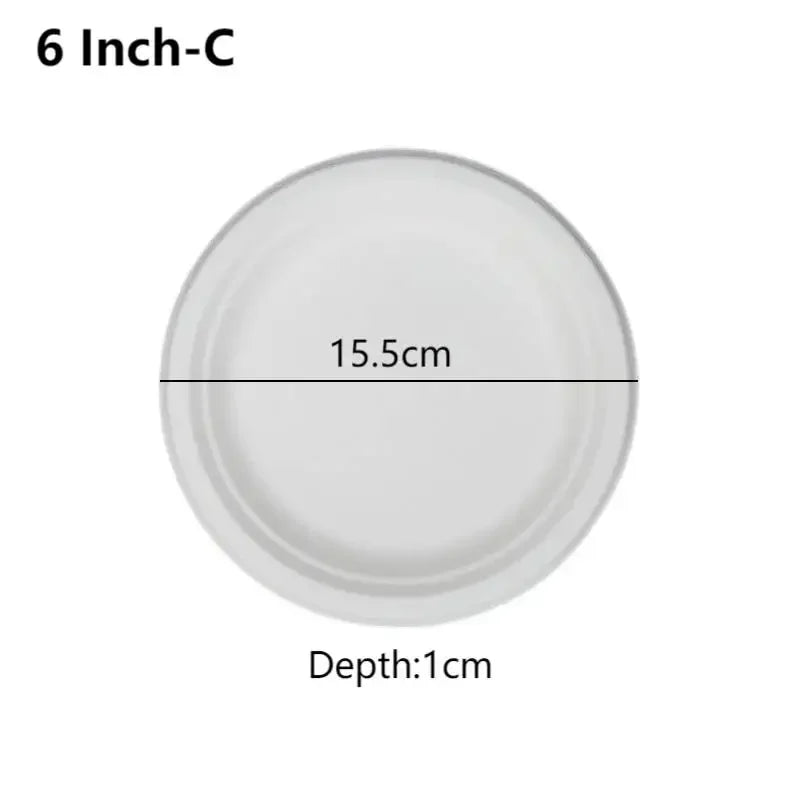 50pcs 3/5/6 Inch Disposable Plates Eco-Friendly Degradable Paper Plate For  Barbecue Picnic Office Birthday Party Supplies