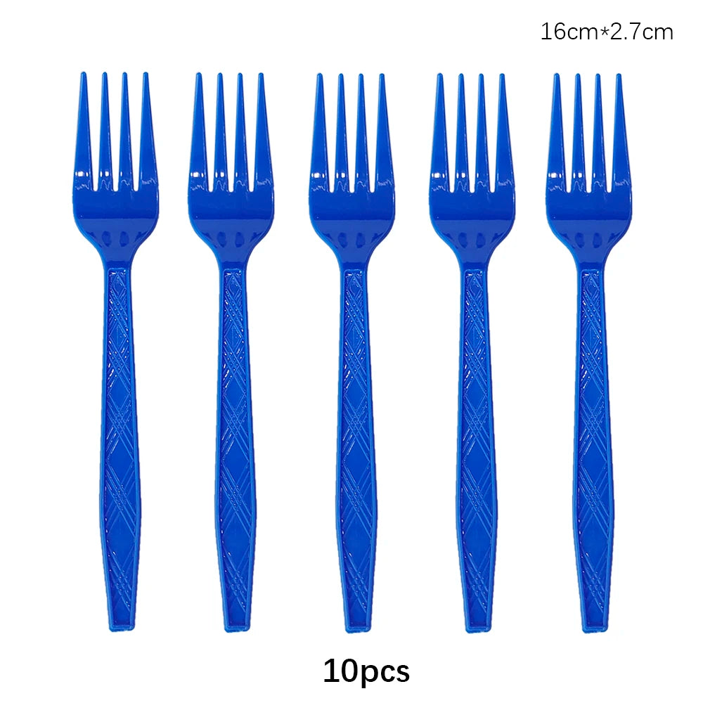 Disposable Knife Fork Spoon Cutlery Set Pink Blue Disposable Tableware Birthday Party Decorations Wedding Baby Shower Supplies