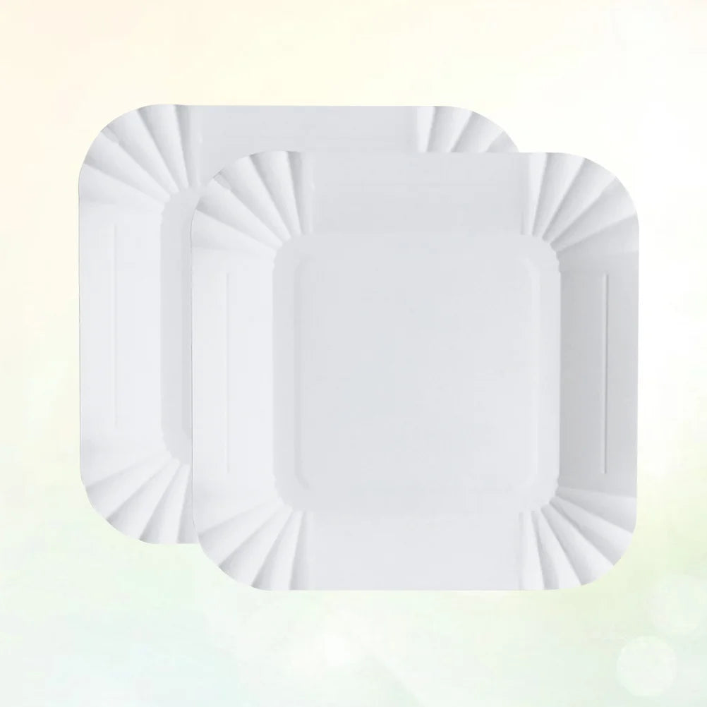 100Pcs Disposable Paper Plates Eco Friendly Square Lightweight Tableware For Dessert Fruits Snacks Buffet Picnic Outdoor Family