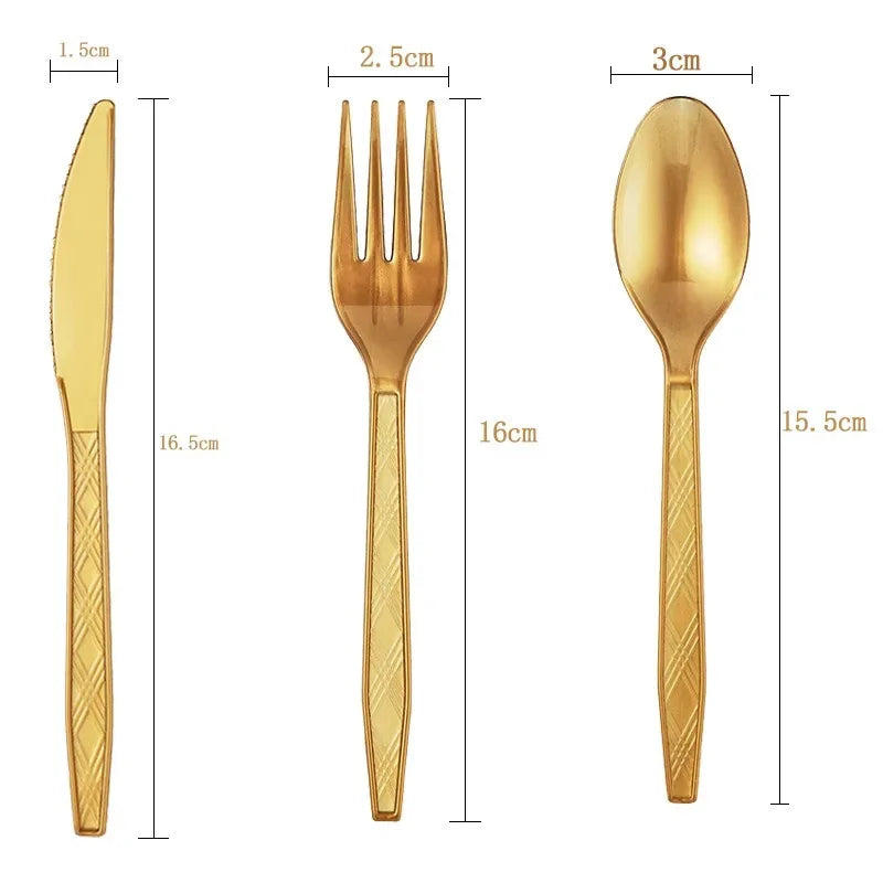 Disposable Knife Fork Spoon Cutlery Set Pink Blue Disposable Tableware Birthday Party Decorations Wedding Baby Shower Supplies