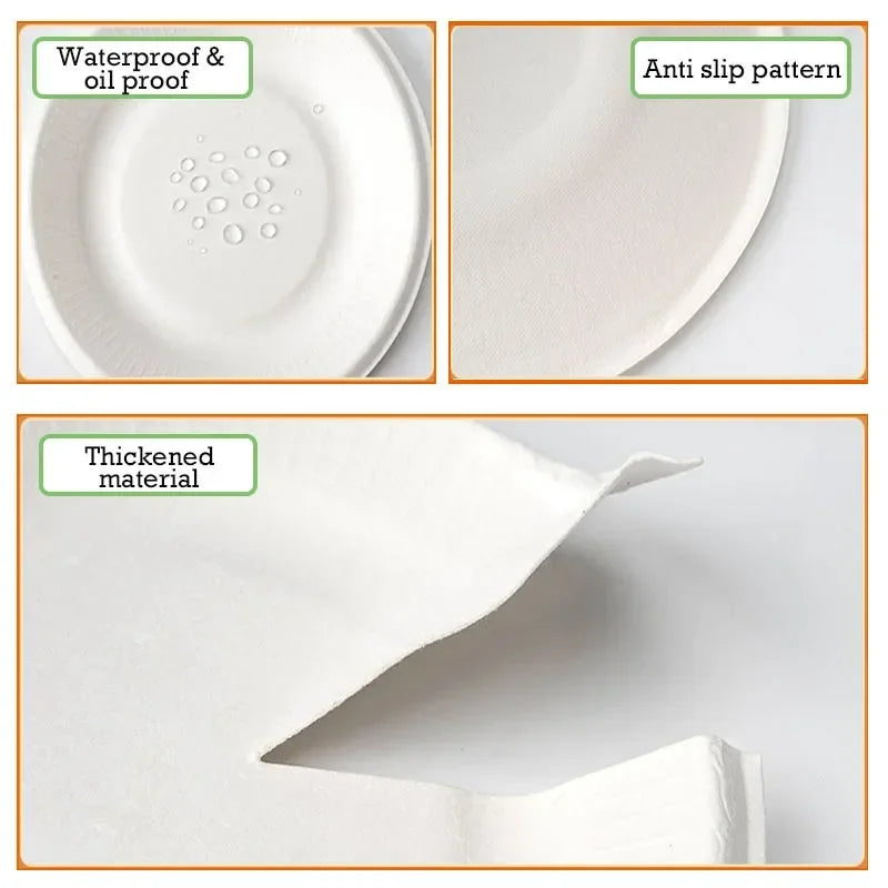 50pcs 3/5/6 Inch Disposable Plates Eco-Friendly Degradable Paper Plate For  Barbecue Picnic Office Birthday Party Supplies