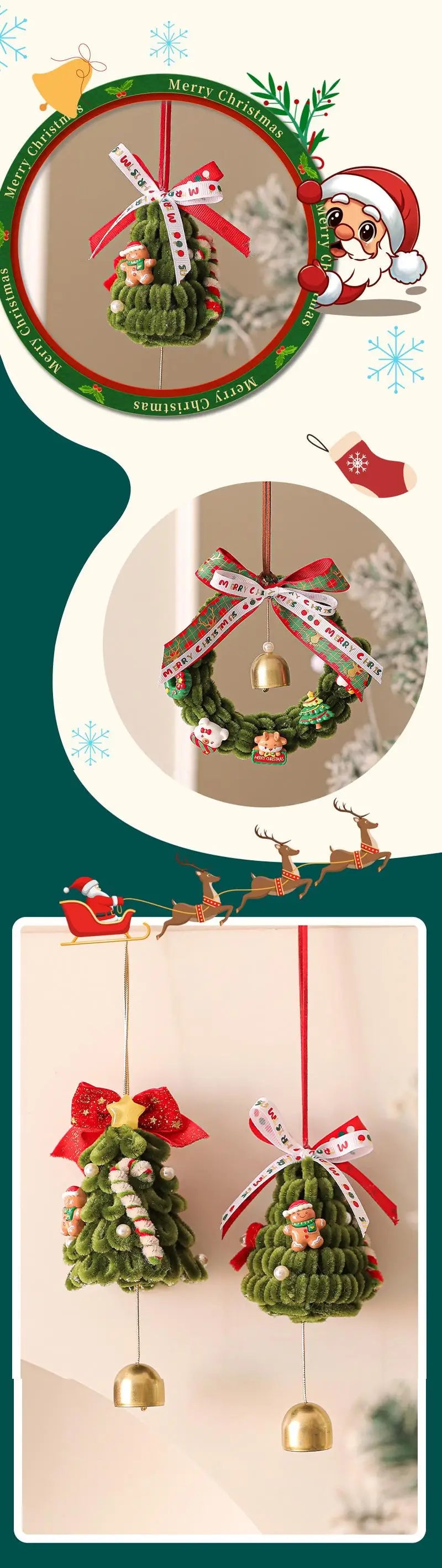 Christmas Decoration Wreaths Living Room Scene Arrangement Christmas Tree Ornaments Christmas Bell Wreath Pendants Door Hangers