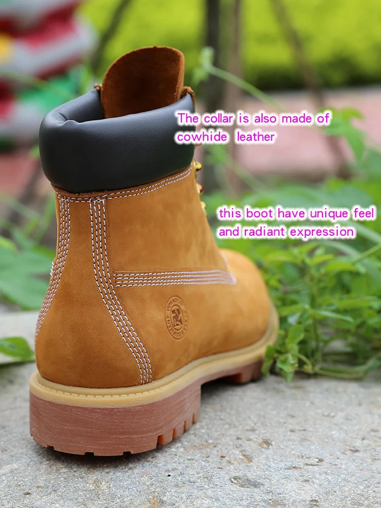 New Work Boots Men's Original Comfy Shoes Outdoor Hiking Leather Casual Shoes For Men Basic Boots Waterproof Yellow Boots