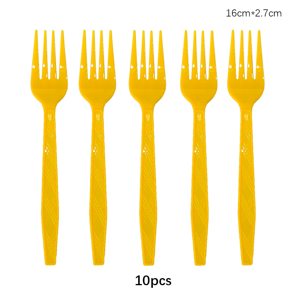 Disposable Knife Fork Spoon Cutlery Set Pink Blue Disposable Tableware Birthday Party Decorations Wedding Baby Shower Supplies