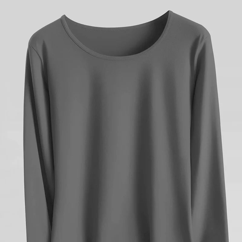 4/2-piece Men's Autumn And Winter Solid Color Round Neck Thermal Underwear Set Comfortable Plus Size Sports And Fitness Base Set