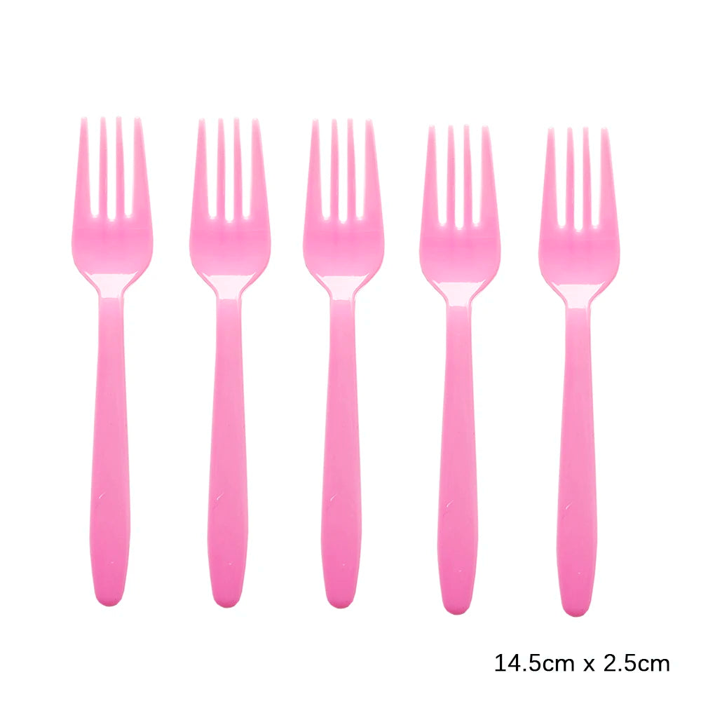 Disposable Knife Fork Spoon Cutlery Set Pink Blue Disposable Tableware Birthday Party Decorations Wedding Baby Shower Supplies