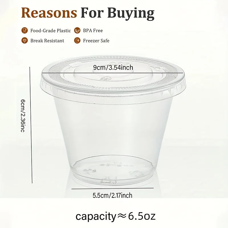 50/100PCS Transparent Plastic Cups (with Lids) Disposable Cups Suitable for Iced Coffee,  for Weddings, Events and Parties